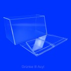 Spuckschutz aus Glas und Acrylglas SEO System Easy One Frontbild Breite:62cm Blau zusammen und aufgebaut